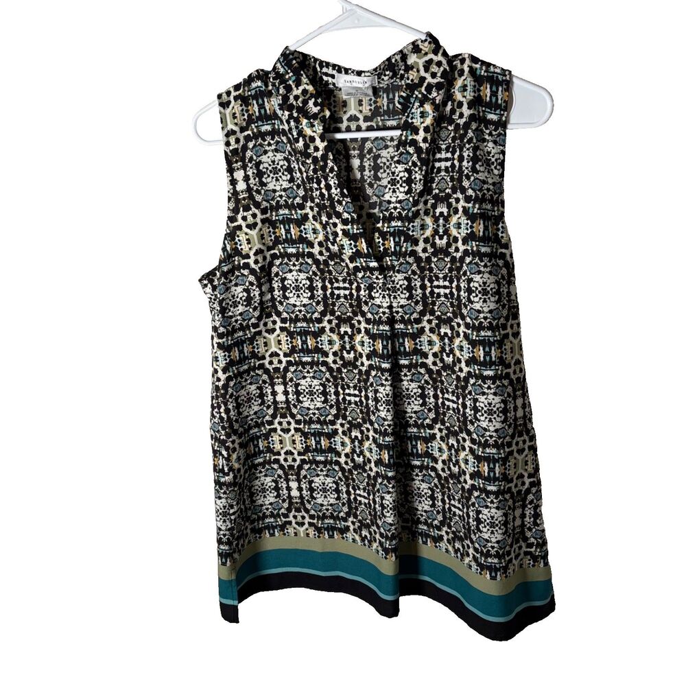 Van Heusen Tank Top Women's Medium V-Neck Printed Sleeveless Colorful Shirt